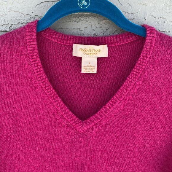 Peck & Peck  Sz S Pink 100% Pure Cashmere Sweater V Neck - Picture 3 of 7